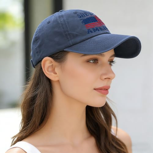 She Loves Jesus and America Too Hats for Womens Soft Washed Distressed Baseball - color: She Loves Jesus and America Toonavy Blue1