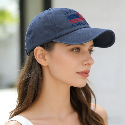 She Loves Jesus and America Too Hats for Womens Soft Washed Distressed Baseball - color: She Loves Jesus and America Toonavy Blue1