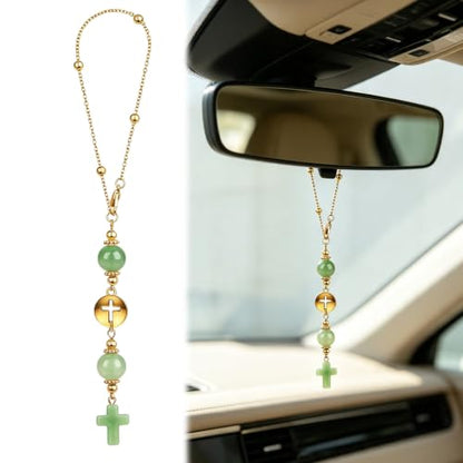 Sage Green Cross Car Charm for Rearview Mirror, Women - color: Sage Green