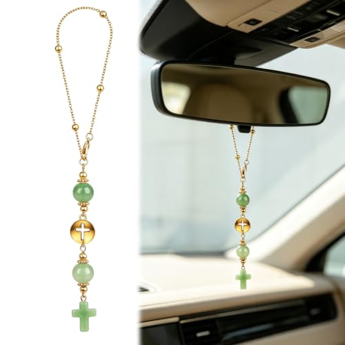 Sage Green Cross Car Charm for Rearview Mirror, Women - color: Sage Green