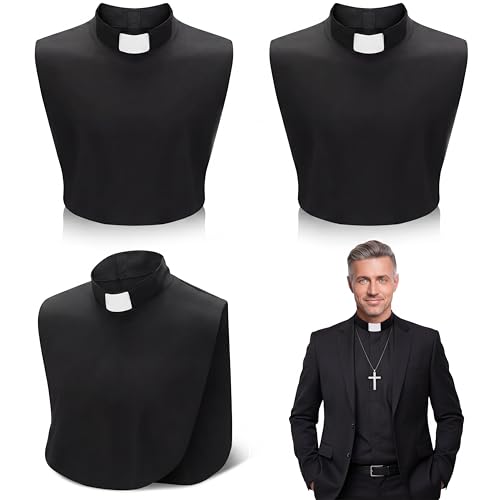 3 Pcs Unisex Black Clergy Collar for Men Women Pastors