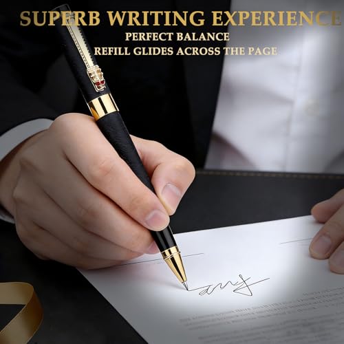 Nice pens for writing | Nice Rollerball Pens with Dragon Design, Elegant Gift Pen,for Men & Women Office & Signature Writing Pen, Refillable Black Ink Business Pen (Black) - color: Black