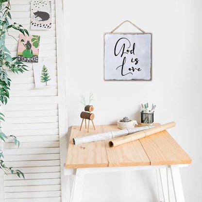 Bible Verse Sign God Is Love Wooden Quote Sign 12x12 Bible Verse Sign Inspirational Christian Gifts Religious Sign Rustic Wood Hanging Sign for Home Bedroom Living Room Wooden Poster - color: Wooden Color-style-3