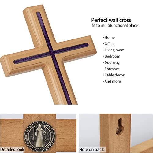 ARCHOBAN Cross for Wall, 12 Inch Handmade Catholic Wooden Wall Cross Decor, Giftable - size: 12"L x 5.7"W