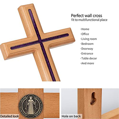 ARCHOBAN Cross for Wall, 12 Inch Handmade Catholic Wooden Wall Cross Decor, Giftable - size: 12"L x 5.7"W