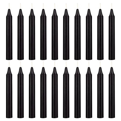 Mega Candles Unscented Mini Taper Chime Spell Candles 20 Count 4" x 1/2" - color: Black, size: 20 Pieces