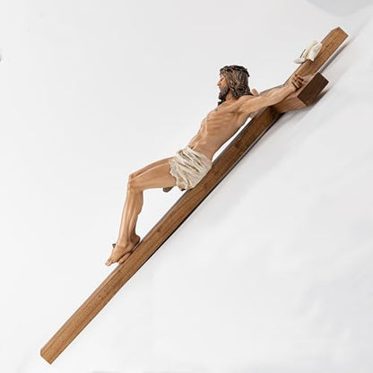 BC Catholic Large Crucifix Wall Cross, 37.8"H Jesus Christ Cross for Altar - size: 37.8"L x 20.9"W