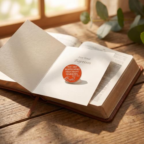 Matthew 10:31 Bible Verse Enamel Pin, Orange Silver Sparrow Lapel Pin, You Are Worth More Than Many Sparrows Christian Badge for Jackets Backpacks, Faith Encouragement Gift for Believers Church