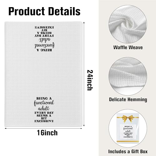 Funny Dish Towel, Waffle Weave Microfiber Tea Towel, Being A Functional Adult Every Day Seems A Bit Excessive, Sarcastic Kitchen Hand Towel, Gag Gift for Women Friend Sister - color: Functional Adult