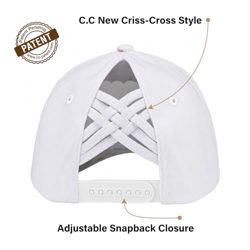 C.C Women's Criss-Cross Ponytail Trucker Hat - Snapback, One Size - color: Ditsy Flower-white