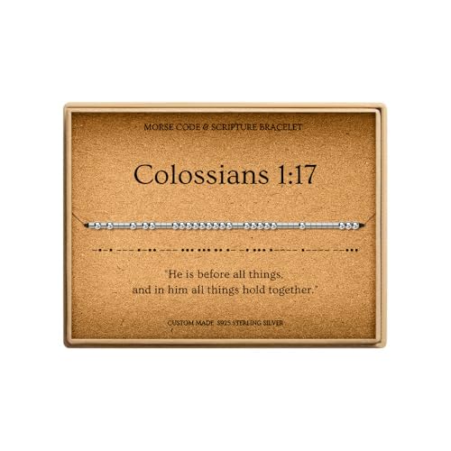 Loved Creations Morse Code Bracelets for Women, Christian Bible Verse Bracelets, Scripture S925 Sterling Silver Inspirational Faith Jewelry, Religious Gifts for Women - color: Colossians 1:17