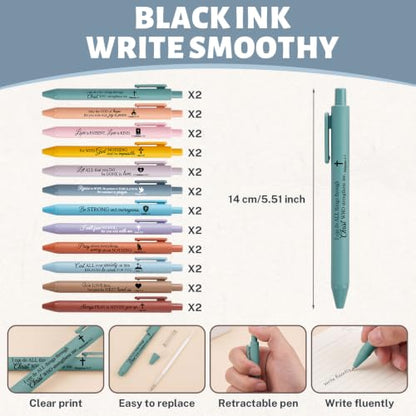 Sprial Notebooks with Pens Bulk, 48 Pack, 5.5 x 4.7 Inch, Ocean - color: Watercolor Bible Quotes