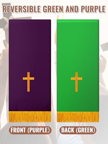 Cutecrop 3 Set Parament Table Runner Altar Cloth Green and Purple - color: Green and Purple