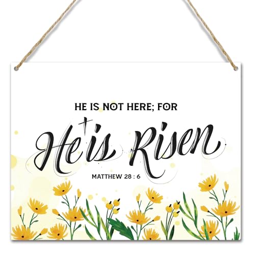 Watercolor Christian Wooden Hanging Sign Gifts for Christmas Bible Verse Wall Decor for Home Office Rustic Religious Hanging Door Wall Signs Floral Inspirational Wall Quote Sign 10x8 inches - JZ021 - color: yellow flower 01