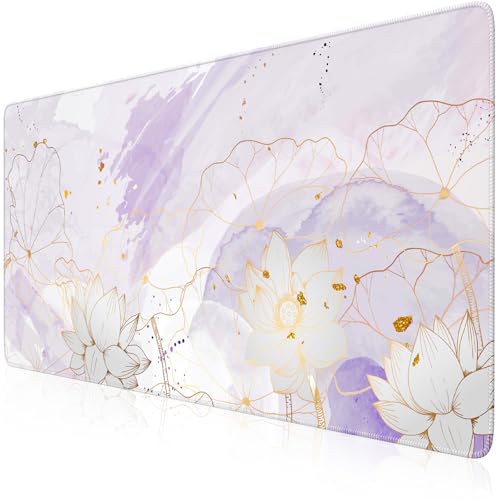 iCasso Desk Cover Mat, Extra Large Lotus Mouse Pad, Purple Lotus Leaf - color: Purple Lotus Leaf