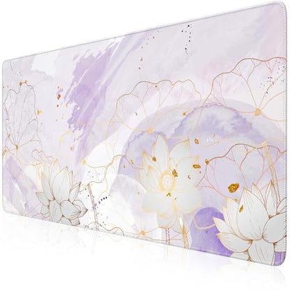 iCasso Desk Cover Mat, Extra Large Lotus Mouse Pad, Purple Lotus Leaf - color: Purple Lotus Leaf