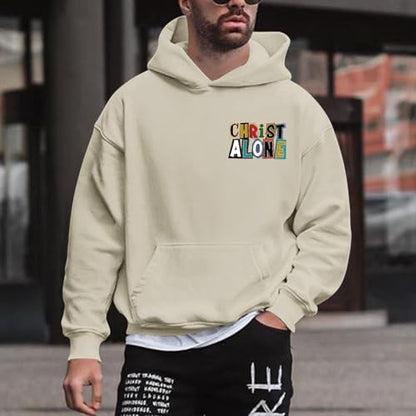 Christian Hoodies For Men Jesus Religious God Hoodie Faith Bible Verse Sweatshirt inspirational Cotton Pullover Tops - color: Apricot, size: X-Large