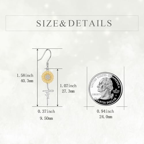 POPLYKE Faith Cross Flower Stud Earrings for Women Sterling Silver Dangle Earring Jewelry Gifts for Women Mom Wife - style: Hope