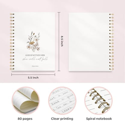 Christian Bible Study Prayer Journal for Women Notebook, 5.5x8.3 Inch - color: flower