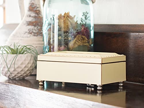Cottage Garden First Communion God Bless You Matte Ivory Jewelry Music Box Plays Ave Maria