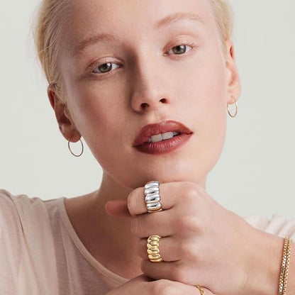 Cross Ring Women 14K Gold Plated Statement Stackable Engagement Christian - color: D-Gold&Silver
