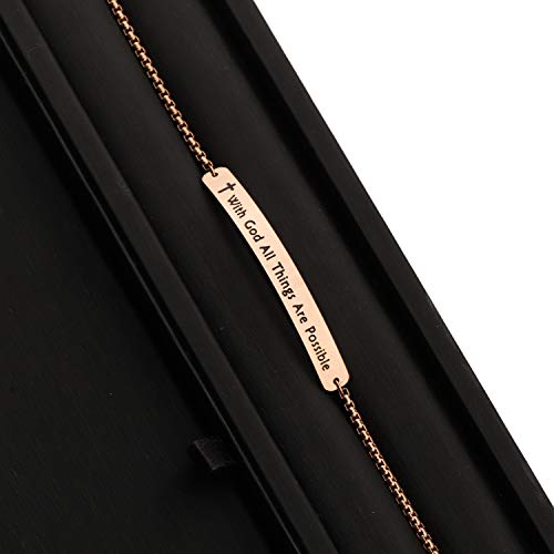 MYOSPARK Religious Jewelry Matthew 19:26 "with God All Things are Possible Cuff Bracelet - color: Rose gold