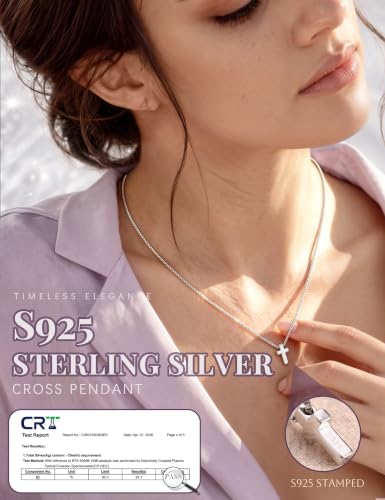 Subiceto Cross Necklace for Women,Small Sterling Silver Cross Pendant - color: Silver-Standard Cross
