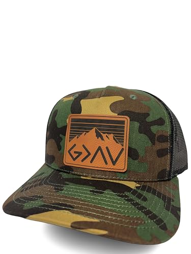 God is Greater Than The Highs and Lows Trucker Hat Women's Hat All Black Sun Hat Men Gifts for Girlfriends Cool Cap - color: Camo