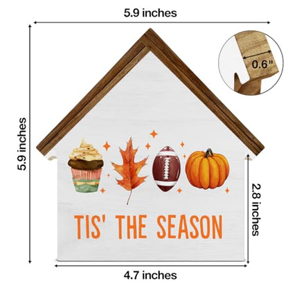 Fall Decor, Tis' the Season House Shaped Wood Block Sign - color: Tis