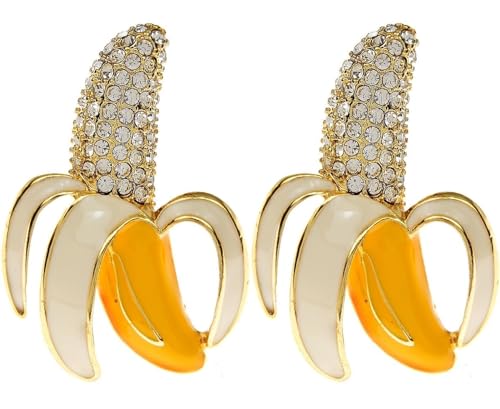 Cameo Brooch Vintage Silver Tone Lady Portrait Brooch Pins for Women Victorian Jewelry Crystal Rhinestone Brooches for Hat Scarf Collar Lapel Handbags Shawls for Christmas - color: banana brooch-2 Pack