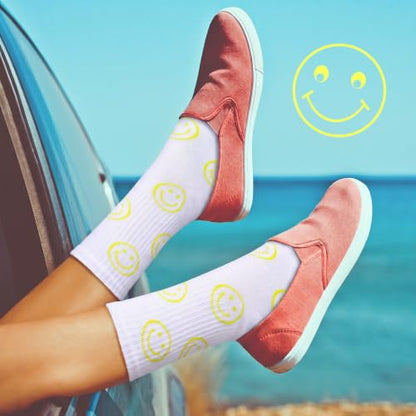 Cuffbow 20 Pack Crazy Funny Emotion Women Sock - style: White Smile