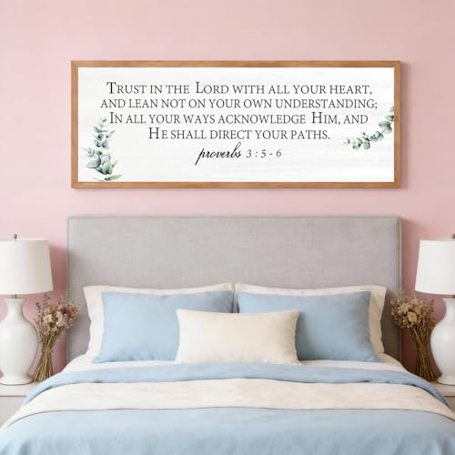 Foutcheou Trust in the Lord With All Thine Heart Wall Art 40"x15" Wood - color: Trust in the Lord With All Thine Heart Wood, size: 40"L x 15"W
