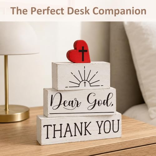 Christian Dear God Thank You Gifts Religious Farmhouse Table Decor for Home