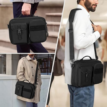 Damero Bible Cover for Men, Bible Carrying Case with Multiple Pockets,Black