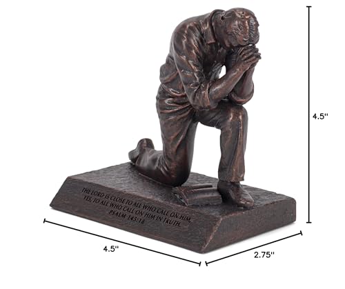 Lighthouse Christian Products Praying Man Seeking God Bronzelike Finish 4.5 x 2.75 Cast Stone Mounted Sculpture - style: Man