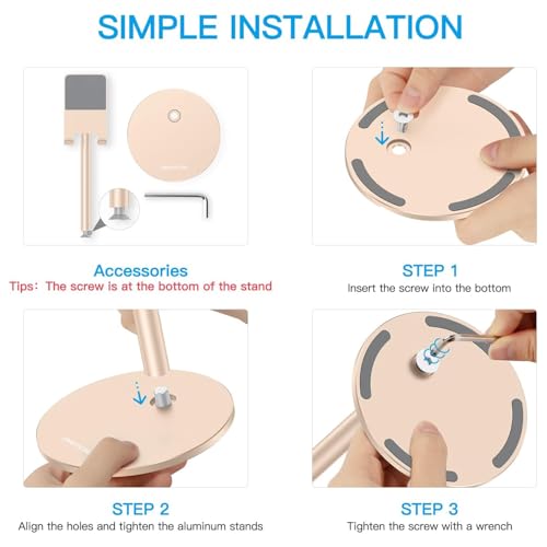 OMOTON CA04 Aluminum Tablet Phone Stand, Adjustable Desk Stand Gold - color: Gold