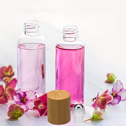 Glass Roll On Bottle with Bamboo Lid for Essential Oils 12Pcs - color: 12Pcs 10ml Clear