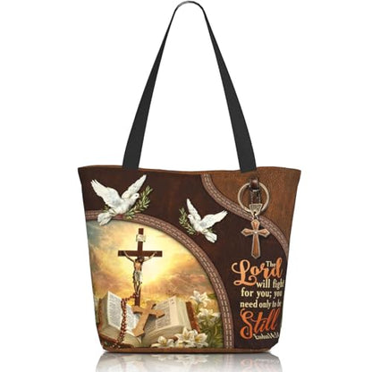 Bible Tote Bags for Women Christian Gifts Religious Church Shoulder Bag - color: Cross