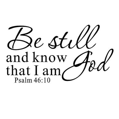Be Still and Know That I am God Psalm 46:10 Wall Decal, Bible Scripture Vinyl Stickers, Removable Religious Art DIY Inspirational Quotes Sticker Mural for Bedroom Living Room Office Home Decoration
