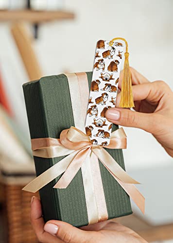 WIRESTER Set of 2 Metal Bookmarks with Light Gold Tassel for Students, Reader, Teachers, Book Lovers - English Bulldog Funny Playful Postures, Brindle Brown English Bulldog Funny Playful Postures - color: English Bulldog, Brown English Bulldog Playful