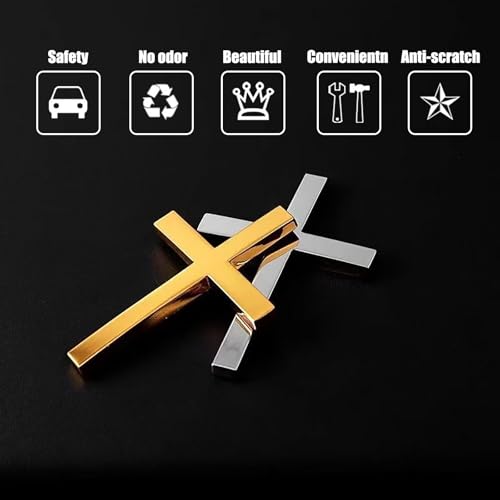 3D Christian Cross Car Decal - Metal Jesus Stickers for Cars, Trucks, SUV, Bible Religious Auto Emblem, Waterproof Chrome Silver Adhesive Backing (Silver*2) (Silver) - color: Silver