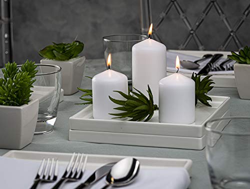 BOLSIUS 6 White Pillar Candles Bulk - 3x4 Inches Candle Set - 40+ Hours Clean Burning - No Palm Oil - 0% Animal Fat - Premium European Quality - Unscented Dripless Restaurant Pillars - size: 3x4 Inches, style: 6 Count