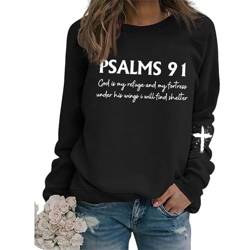 Christian Sweatshirts for Women Jesus Long Sleeve Graphic Shirts - color: Black, size: Large