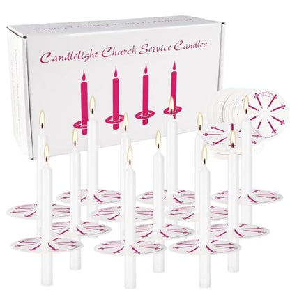 100-Pack White Unscented Taper Candles with Drip Protectors, 4.7" x 0.47" - Smokeless Pure Wax Prayer Candles for Church, Vigil, Memorial, Shabbat & Religious Services - color: 5"100pcs-White