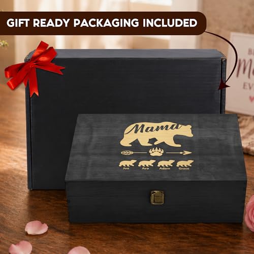 Personalized Mama Bear Memory Box, Engraved Gift for Mom or Grandma - style: 19. Mama Bear Designs