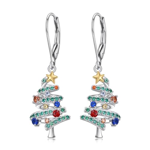 925 Sterling Silver Filigree Dangle Drop Leverback Teardrop Earrings - color: Christmas tree