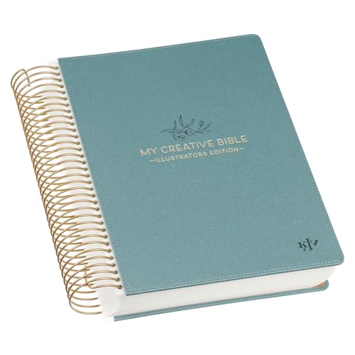 KJV Holy Bible, My Creative Bible - Illustrators Edition, King James Version, Journaling Space, Spiral Bound Hardcover Debossed Vegan Leather, Teal Blue