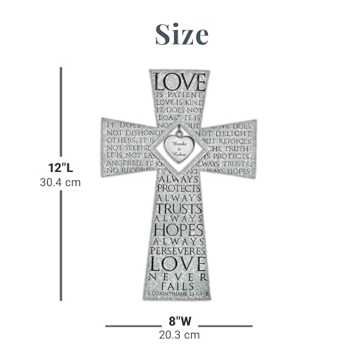 Let’s Make Memories Personalized Love Is Patient Cross - For Weddings, Anniversaries, Couples - Wedding Prayer - Customize Message - 12”Hx8”W - style: Love is Patient