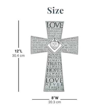 Let’s Make Memories Personalized Love Is Patient Cross - For Weddings, Anniversaries, Couples - Wedding Prayer - Customize Message - 12”Hx8”W - style: Love is Patient