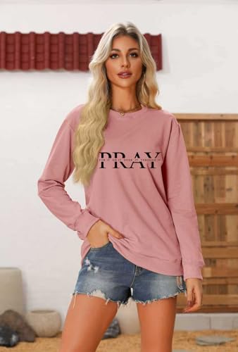 Pray for it on it Over It Through It Sweatshirt Christian Pullover - color: Rose Gold, size: Medium